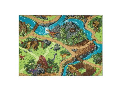 Covor antiderapant verde-gri Dino World