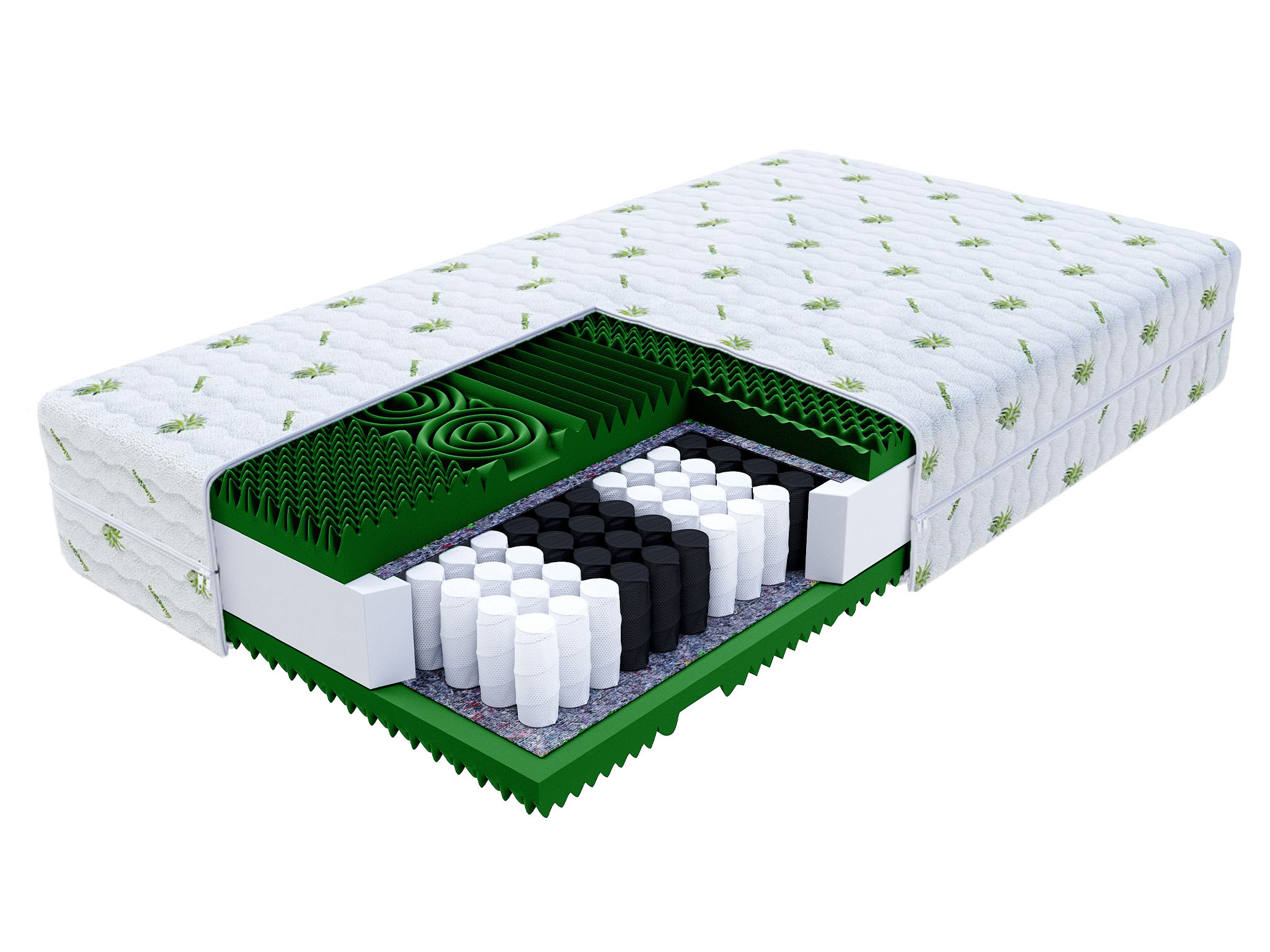 Wilsondo Wilsondo Saltea cu arcuri împachetate Queemi 80x200 - husă Aloe Vera