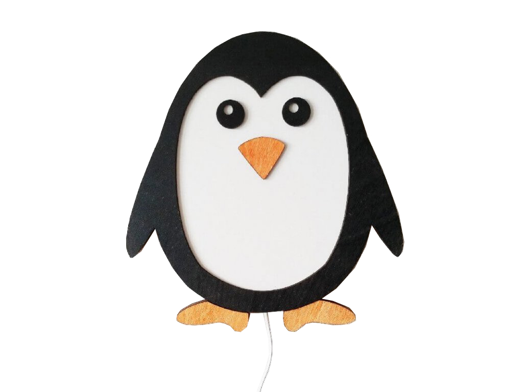 WW WW Lampă de copii din lemn cu LED PINGUIN