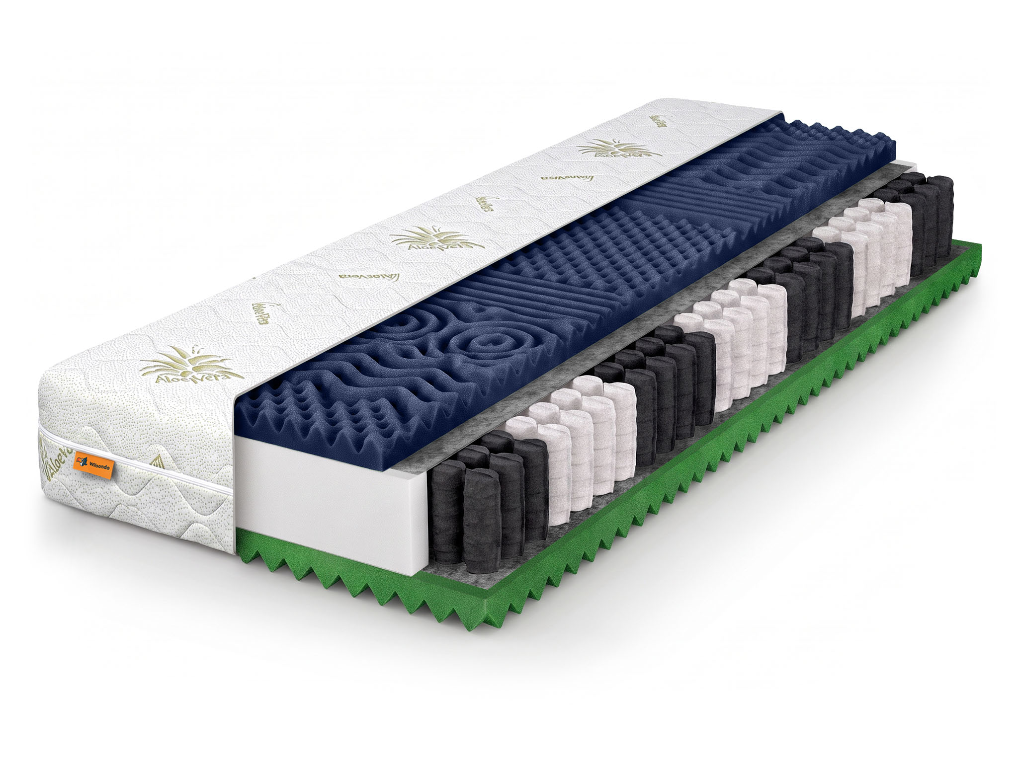 Wilsondo Wilsondo Saltea cu arcuri de tip pachet Ellie 160x190 - husă Aloe Vera