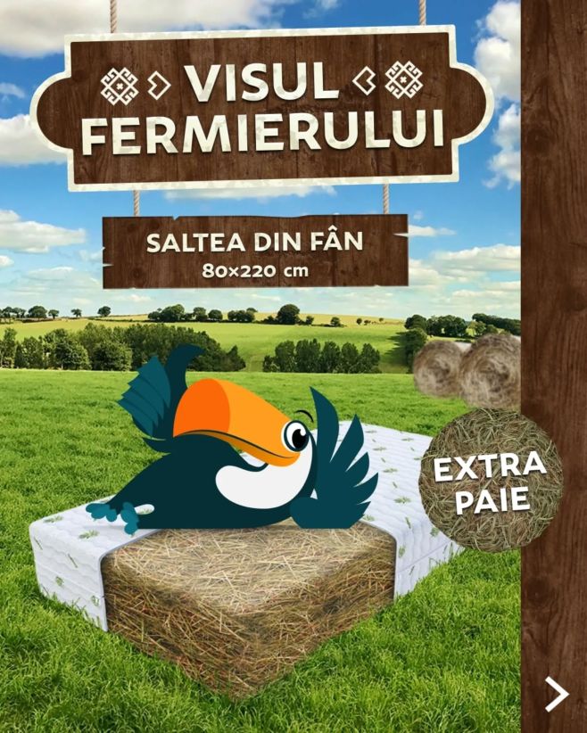 Ediție limitată! Salteaua Visul Fermierului Dublă față Pajiște moale pentru vise dulci sau Fermă tare pentru cei care vor...